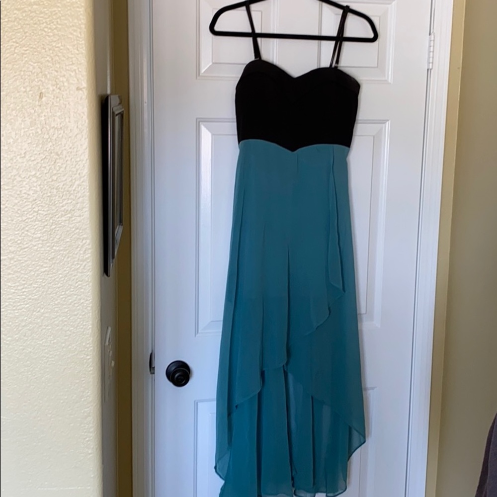 Teal and black party dress